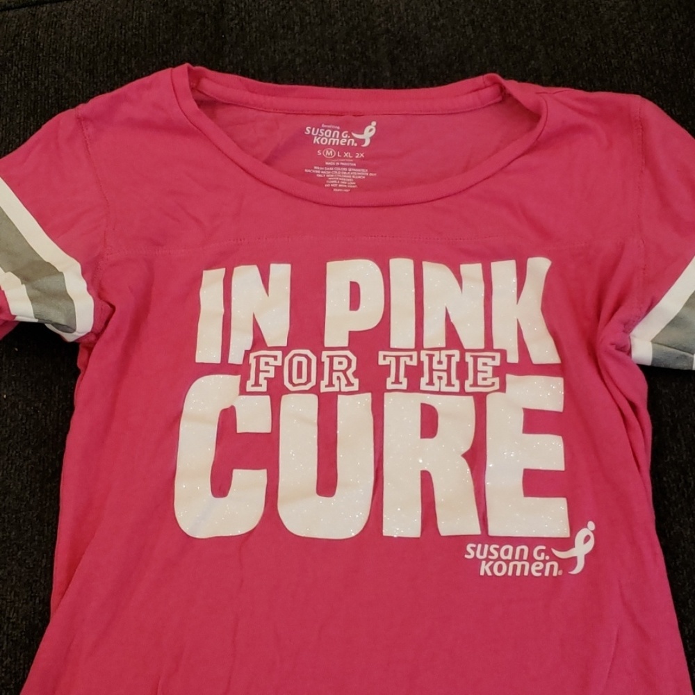 Pink Jersey style t shirt.